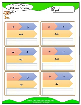 ş sesi Çalışma Sayfaları